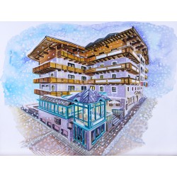 hotel winter commission illustration