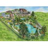 Real estate illustration of a hotel in the summer, commission illustration