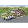 Real estate illustration of a hotel in the summer, commission illustration
