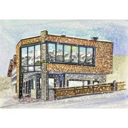 Building in the winter, commission illustration