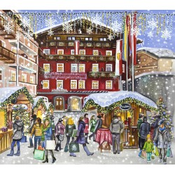 Cityscape commission winter illustration, Sankt Wolfgang, Austria