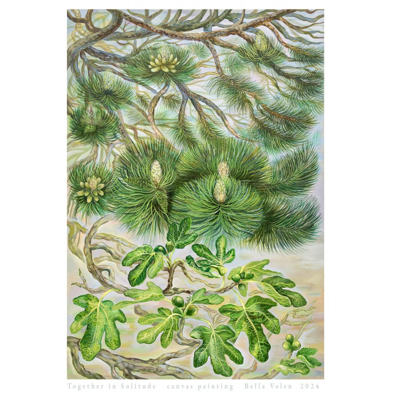 Gemälde mit Nadelbaum & Feigenbaum