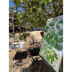 Painting making of, painting outdoors in Greece