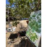 Painting making of, painting outdoors in Greece