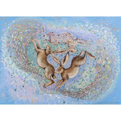 The 3 Hares- Contemporary art print on canvas with the ancient symbol. The print is from my original acrylic canvas painting.